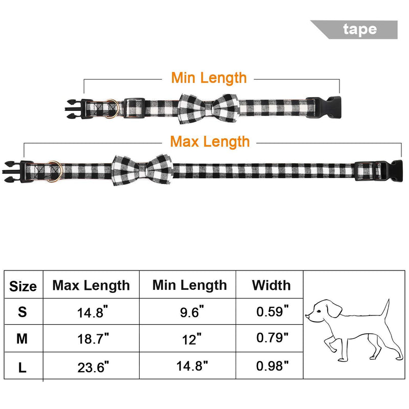 HAOPINSH Dog Bow Tie, Dog Cat Collar With Bow Tie Buckle Light Plaid Dog Collar for Dogs Cats Pets Soft Comfortable,Adjustable (S, Black) Small - PawsPlanet Australia