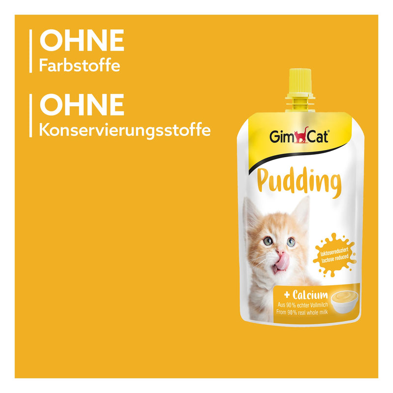 GimCat Pudding with Calcium - Cat snack made from real lactose-reduced whole milk for healthy bones - 1 bag (1 x 150 g) 150 g (pack of 1) - PawsPlanet Australia