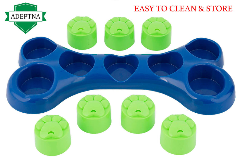 ADEPTNA Dog Pet Feeder Bowl Bone Shape Fun Puzzle Treat Slow Feeding Interactive Fun Game for Your Dog - Play Hide n Seek with Treats - PawsPlanet Australia