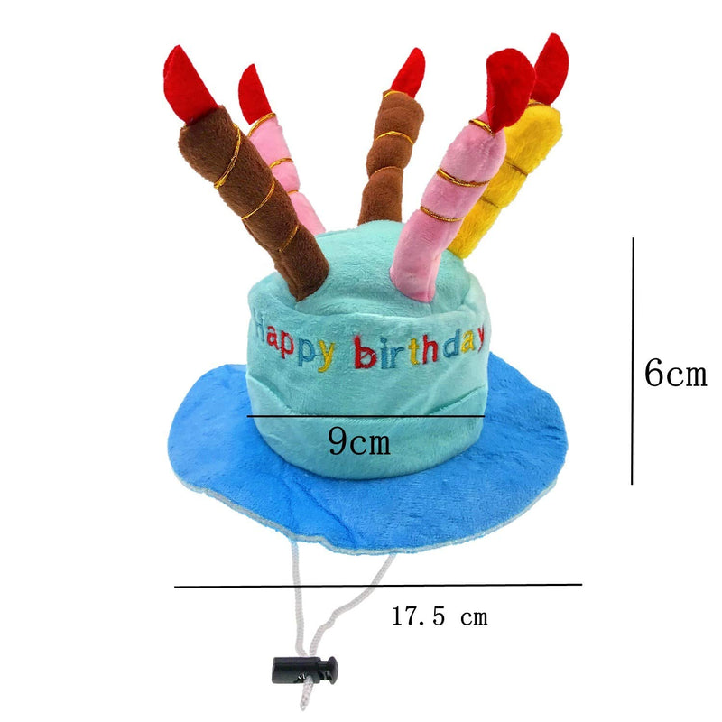 JZK Cake candle shaped blue velvet birthday hat cap toy and blue HAPPY BIRTHDAY banner for boy dog cat, pet dog cat birthday party decorations accessories - PawsPlanet Australia