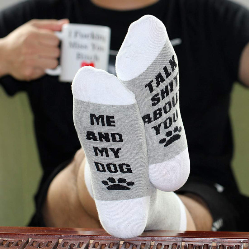 [Australia] - LEVLO Funny Dog Mom Gift for Dog Lover Me and My Dog Talk Shit About You Socks Funny Dog Saying Gift for Dog Mama 2 Pairs/Set 