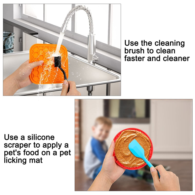 Hysagtek 3 Pcs Dog Lick Pad Mat with Suction, Washing Distraction Device, Slow Treat Dispensing Mat with Silicone Spatula and Brush for Pet Bathing Grooming Training - PawsPlanet Australia