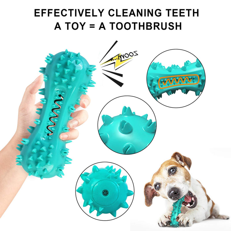 YHmall Dog Chew Toys, Puppy Toothbrush Teeth Cleaning Chew Toys for Medium/Large Dogs, Durable Natural Rubber Dog Toys with Squeaker - PawsPlanet Australia