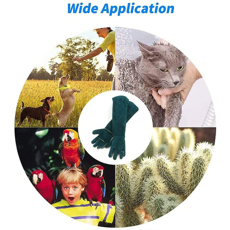 XIEHUZA Animal Handling Anti-Bite Gloves, 16inch Reinforced Leather Welding Gloves for Gardening, Grooming, Dog Training, Cat Scratch, Bird Handling Falcon Gloves Grabbing, Bite Resistant Feed Gloves 40cm/ 16inch - PawsPlanet Australia