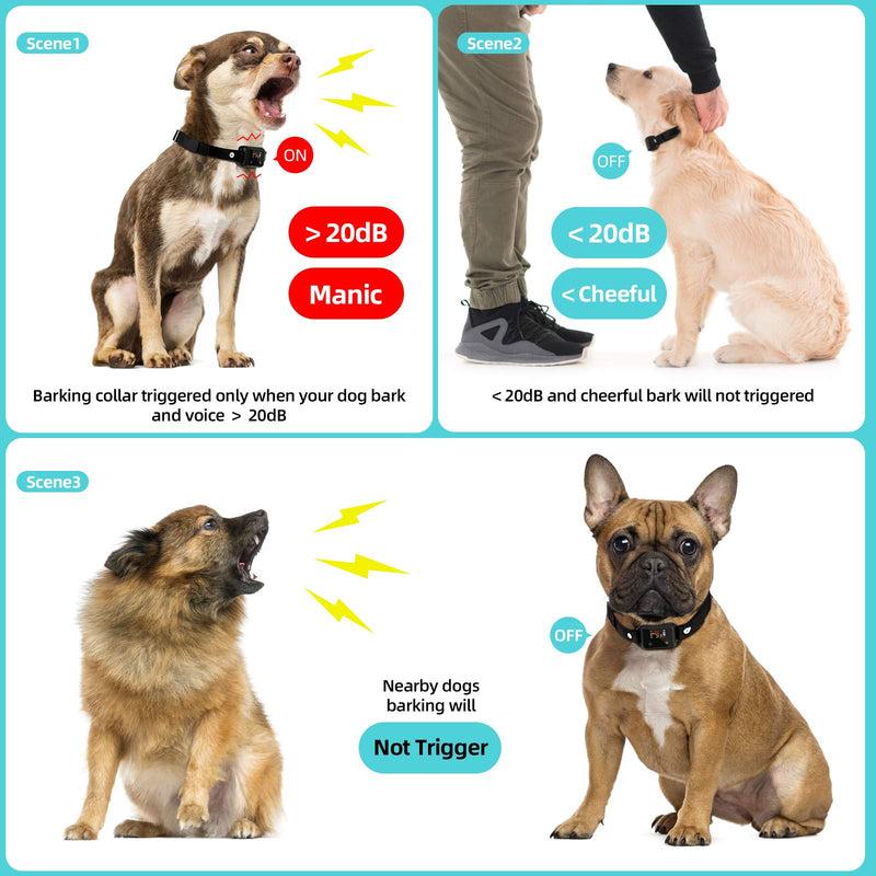 Aenoko Dog Bark Collar, Shock Vibrating Humane Anti Bark No Bark Stop Dog Barking Collars for Small Medium Large Dogs - PawsPlanet Australia