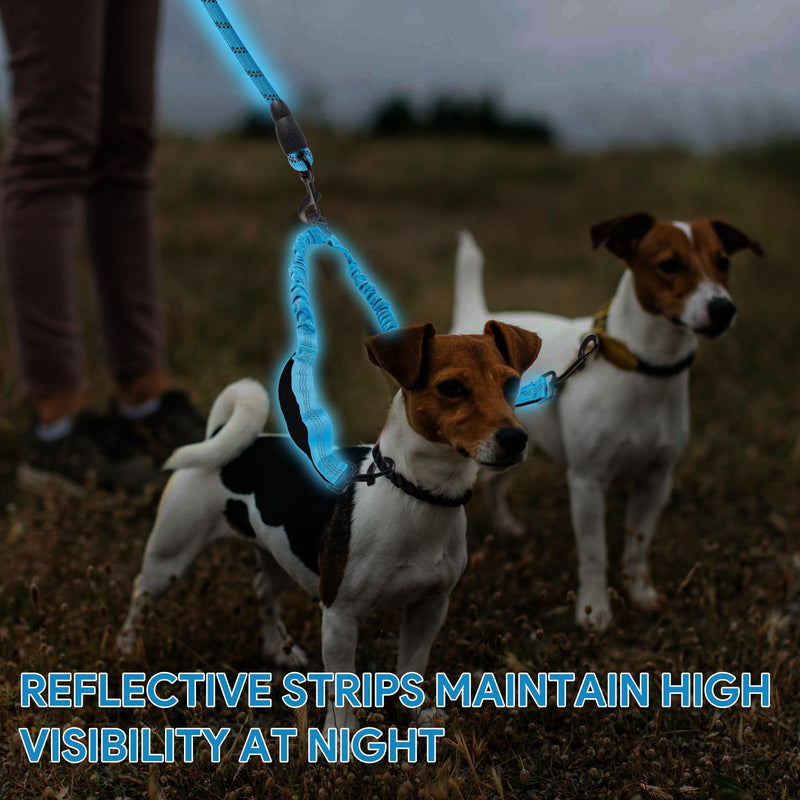Double Lead Dog Lead for 2 Dogs, Dog Lead Medium Dogs with Soft Non-Slip Handle Reflective Anti Tangle Lead for Small and Medium Dogs for Walking Jogging (Blue) - PawsPlanet Australia