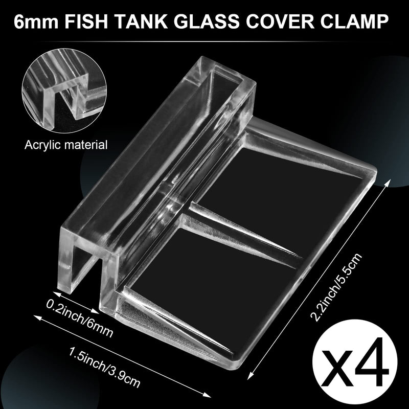 4 Pieces Fish Tanks Glass Cover Clip Acrylic Aquarium Cover Glass Fish Tank Top DIY Aquarium Screen Top Aquarium Clear Cover Fish Glass Cover Clip Support Holder for Rimless Aquariums, 0.24 Inch - PawsPlanet Australia