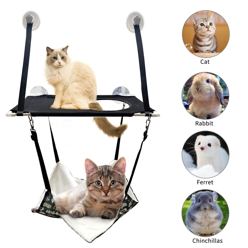 Sulevalt Cat Window Perch, Double Cat Window Hammock,Providing All Around 360° Sunbath for Cats Weightedup to 50lb with Screw Suction Cups,Relax Your Cat Safety Window Perch Winter Warm Cotton Blue lucky cat - PawsPlanet Australia