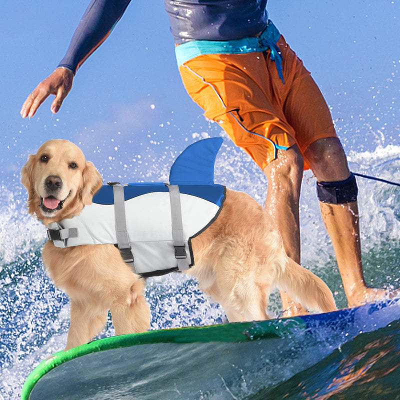 Dogcheer Dog Life Jacket Shark Mermaid, Dog Swim Life Vest Adjustable Pet PFD Float Vest, Ripstop Puppy Floatation Life Jacket Swimsuit with Rescue Handle for Small Medium Large Dogs Swimming Boating XS(Chest Girth 11.8-16") Blue - PawsPlanet Australia