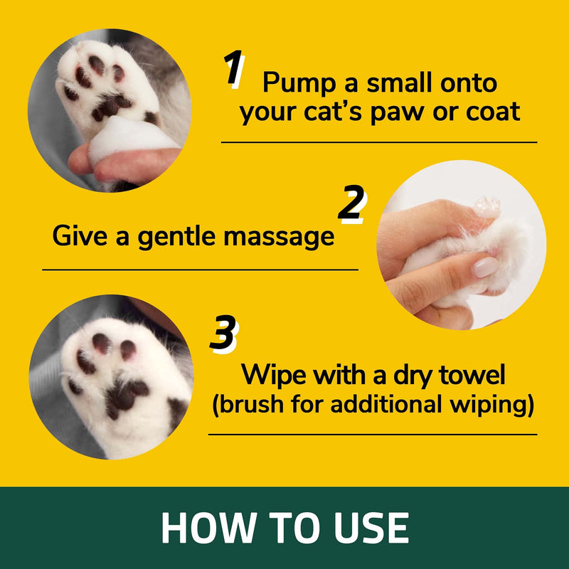 Breezytail Waterless Cat Shampoo | Cat Dry Shampoo | No Rinse Foam Wash for Cat | Waterless Foam Shampoo for Cats | Waterless Cat Bath | Removing Cat Odor | Feline Skin & Coat Care | 5.07oz - PawsPlanet Australia