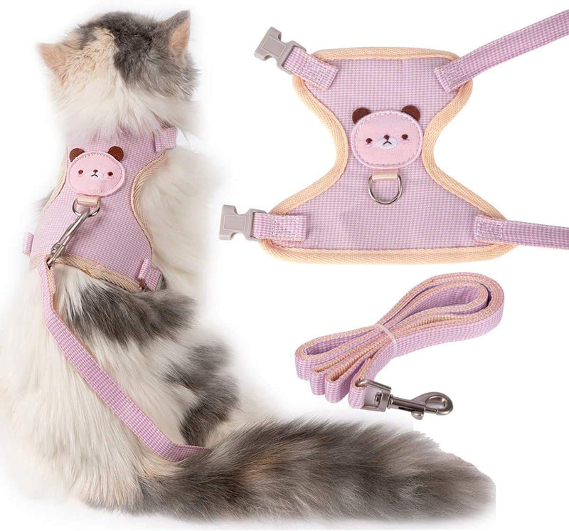 KMNKSCN Cat Harness and Leash Set for Walking Escape Proof Adjustable Soft Kittens Vest for Cats Cute Lightweight Kitten Harness Easy Control Breathable Comfortable Outdoor Cat Vest S - PawsPlanet Australia