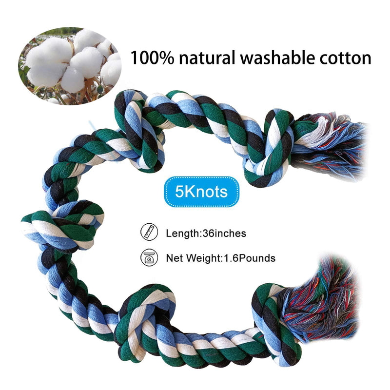 Dog Rope Toys for Strong Large Aggressive Chewer Dogs Durable Dog Chew Training Toys Rope Tug for Aggressive Chewers Interactive Rope Chew Tug of War Rope Toy for Large Breeds 35inch Green - PawsPlanet Australia