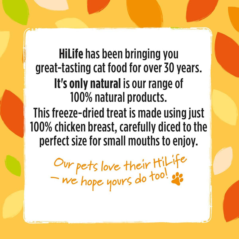 HILIFE,Chicken Treats it's only natural Cat Treats - 100% Chicken Breast, 100% Natural Grain Free, 12 Bags x 10g 10 g (Pack of 12) - PawsPlanet Australia