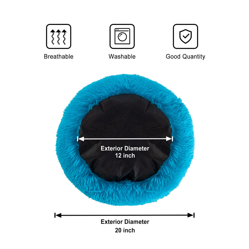 Gaidenly Modern Soft Plush Round Pet Bed for Cats Or Small Dogs, 20in Pet Bed with Fluffy Faux Fur for Anti Anxiety and Cozy, Super Soft Durable Fabric Pet Beds, Washable Luxury (20 X 20 Inch, Blue) - PawsPlanet Australia