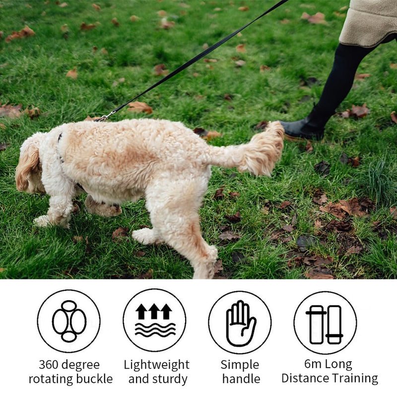 Recall leash for dogs, 6 m long dog leash with hand strap and 360° carabiner, waterproof training leash for large to small dogs (black). - PawsPlanet Australia