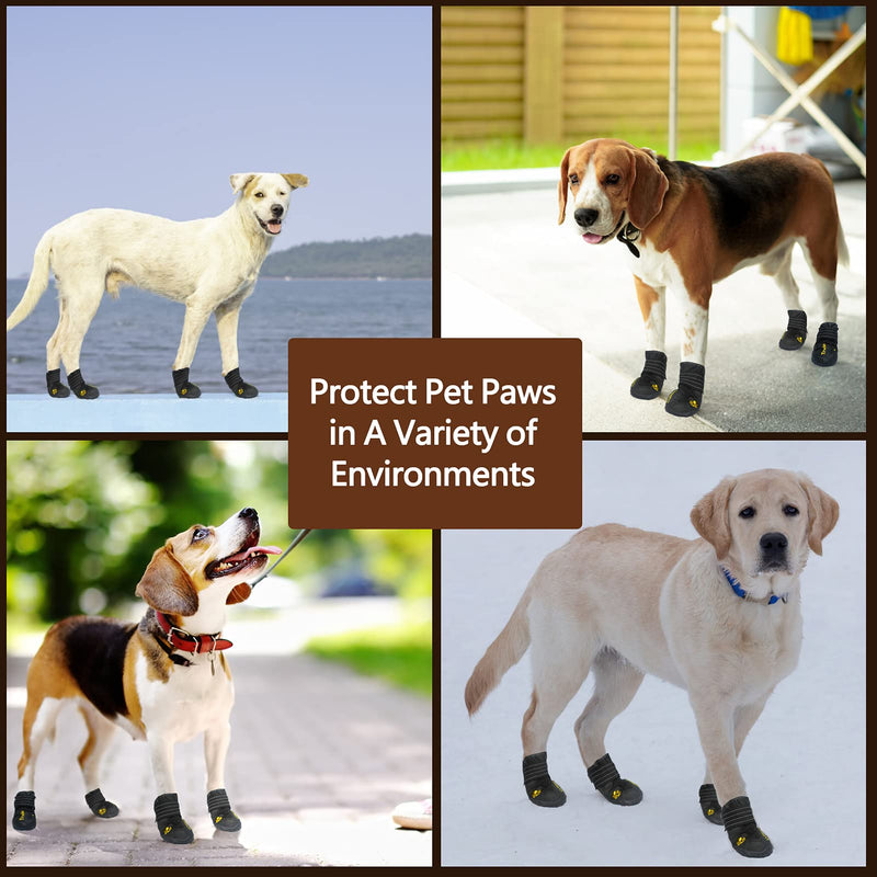 EXPAWLORER Waterproof Dog Shoes - Dog Boots with Reflective Rugged Anti-Slip Sole, Dog Paw Protector, Doggie Boots for Small to Large Dogs, Dog Booties for Outdoor Walking Size 1: 2.01"x1.65" (L*W) (Pack of 4) Black - PawsPlanet Australia