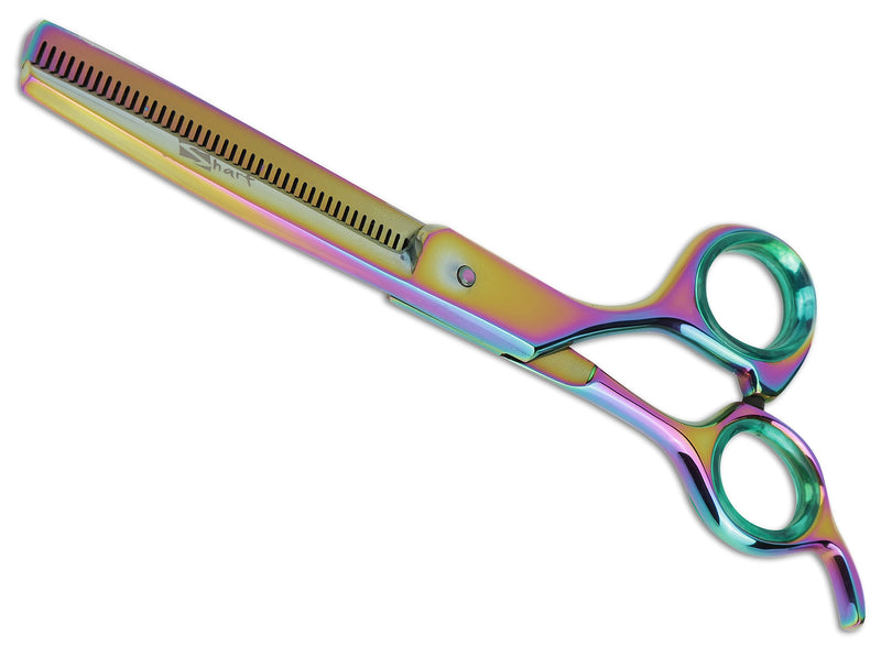 [Australia] - Sharf Gold Touch Pet Shears, 6.5" 42-Tooth Rainbow Thinning Shear for Dogs, 440c Japanese Stainless Steel Dog Thinning Shears 