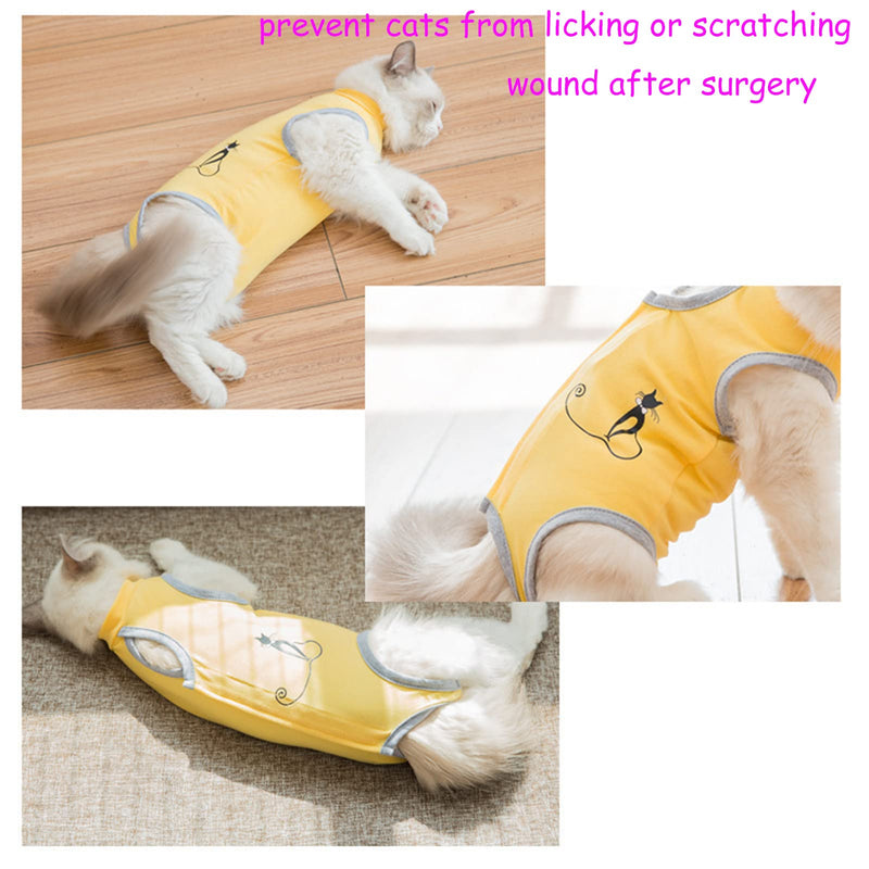 Komate Kitten Cat Surgery Recovery Suit Vest After Surgery Surgical Bodysuit for Abdominal Wounds Skin Diseases Pet Shirt E-Collar Alternative for Puppy Small Dog Cat Clothes (Blue Cat, S) Blue Cat - PawsPlanet Australia