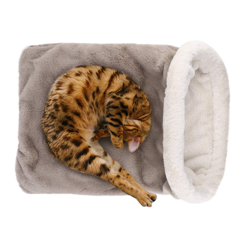 Cat Sleeping Bag Self Warming Cat Beds for Indoor Cats Cute Soft Fluffy Cat Bed Mat Washable Kitten Bed for Puppy Small Dogs & All Size Cats (Grey) Grey - PawsPlanet Australia