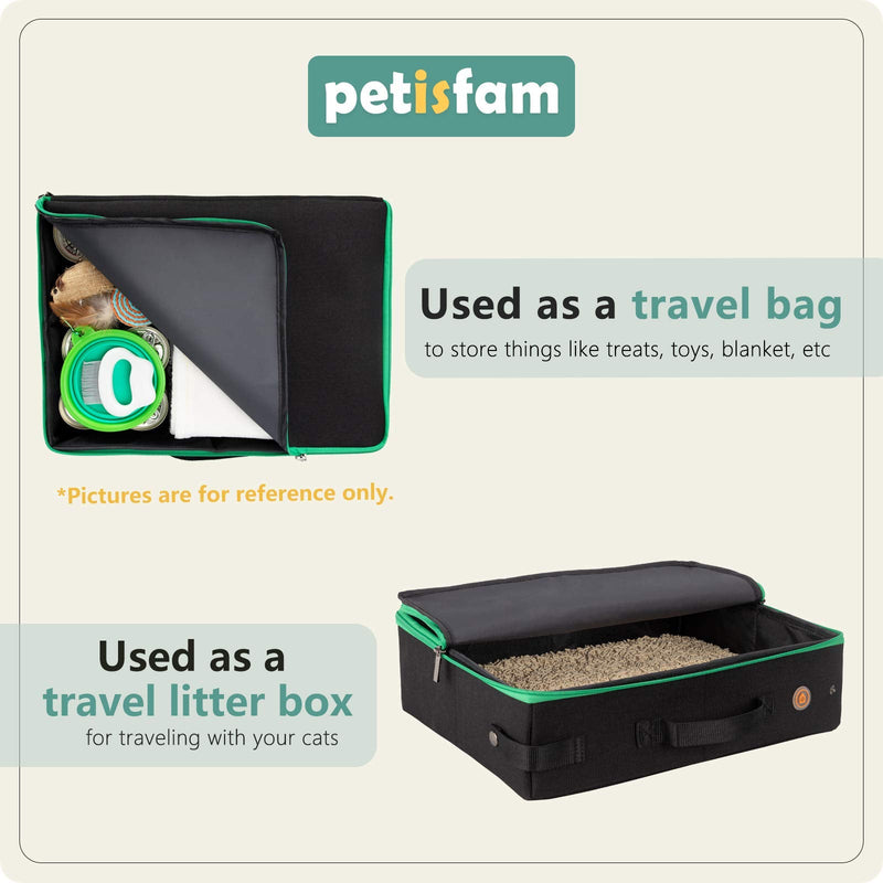 Portable Travel Litter Box for Easy Drive with Kitty and Cats. Lightweight, Sturdy, Leak-Proof, Collapsible Medium Black - PawsPlanet Australia