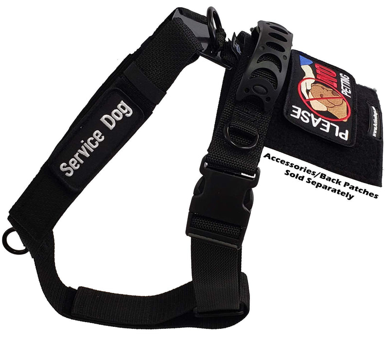 [Australia] - Activedogs No Pull Service Dog Strap Harness - Front D-Ring - Release Buckle Loop Straps & Back Plate for Patches - Fully Adjustable Form Fitted Med/Large (girth 22"-32") 