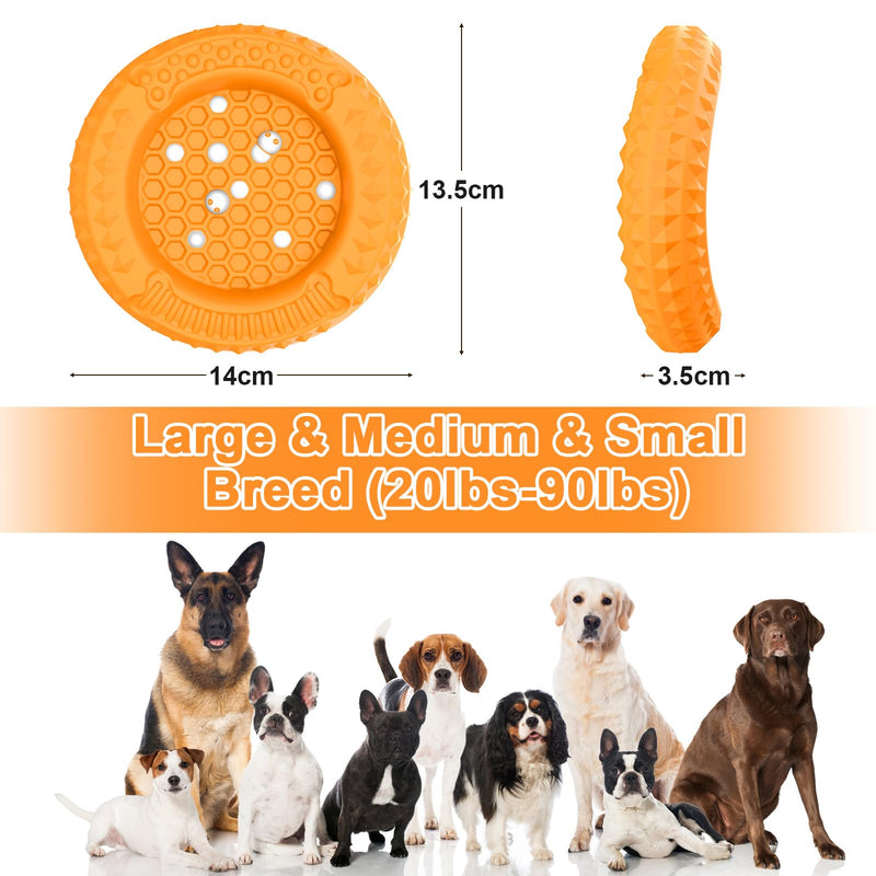 PcEoTllar Dog Toy Indestructible for Aggressive Chewing, Chew Toy Robust Dog Toy for Medium Large Dogs - Multifunctional Natural Rubber Interactive Chew Toy, Orange - PawsPlanet Australia