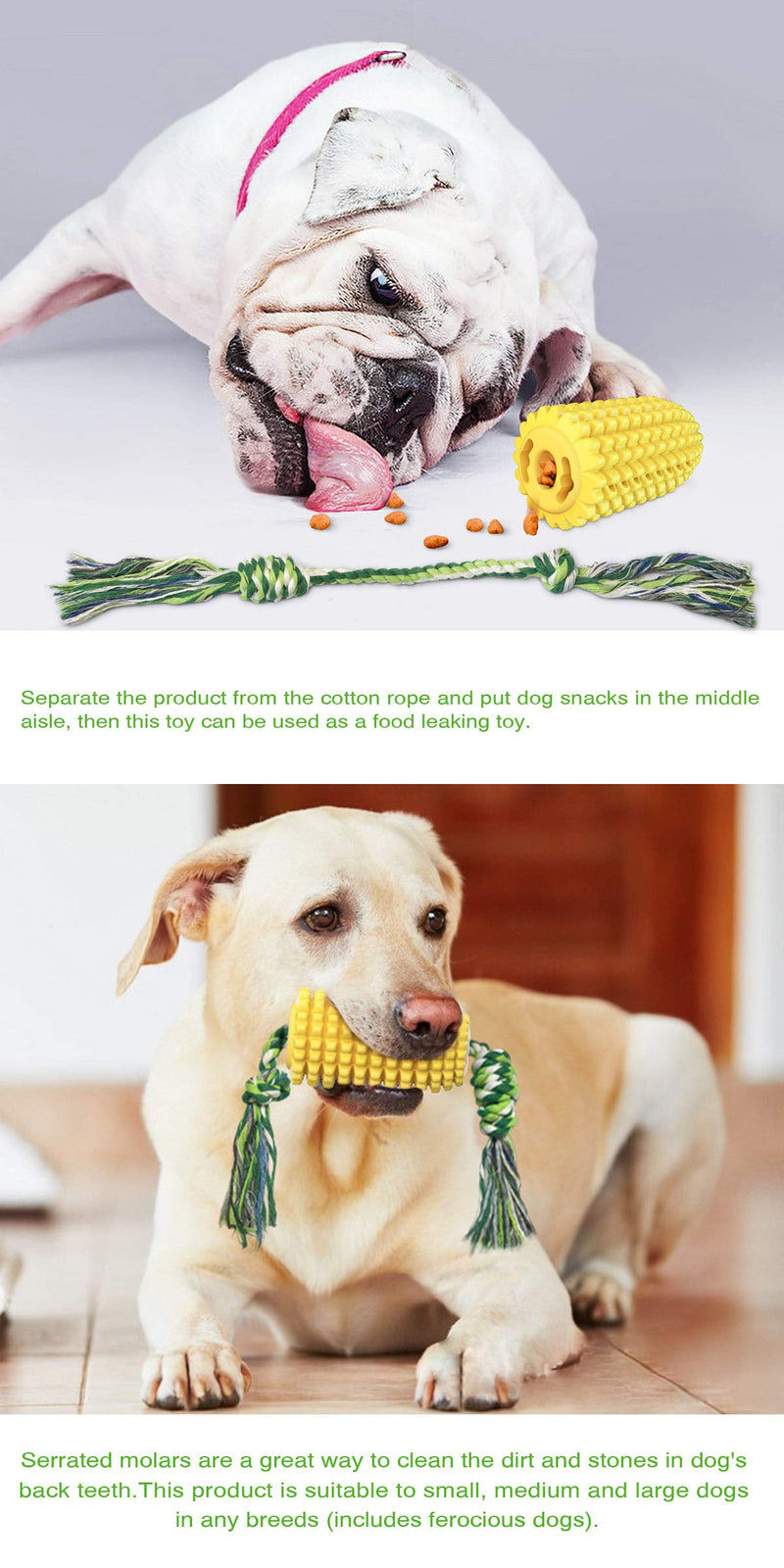 USWT Dog Toy Puppy Toys Dogs Supplies,Interactive Corn-shaped Doggy Chew Rope Toy, Food Dispenser with Teeth Cleaning Function, Durable New Material - PawsPlanet Australia