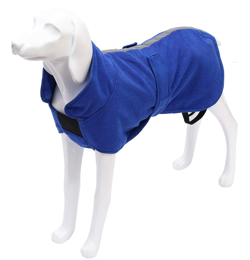 Geyecete Dog Bathrobe Soft Super Absorbent Luxuriously 100% Microfiber Dog Drying Towel Robe with Belt,Dog Drying Coat -Dry Fast Dog Bag - Dog Bathrobe Towel-Blue-L L Blue - PawsPlanet Australia