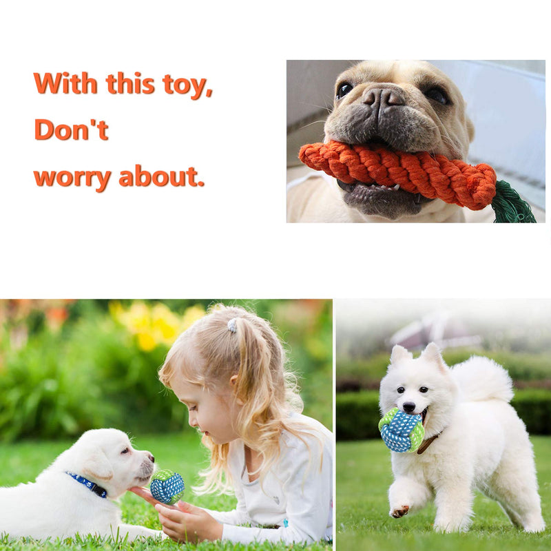 Coolty 7pcs Puppy Dog Chew Toys Teething Training, Cotton Puppy Rope Toy, Interactive Toy Set for Small and Medium Dogs - PawsPlanet Australia