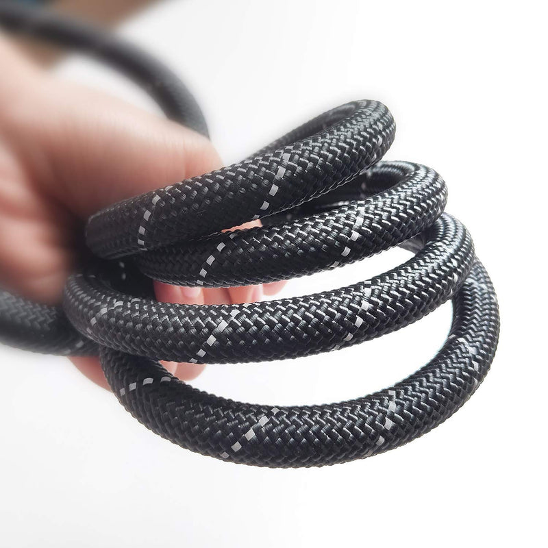 VLDCO 10ft Dog Leash Extra Heavy Duty Climbing Rope Comfortable Padded Handle Highly Reflective Threads for Small Medium Large Dogs 1/2" Diameter (Black) Black Black - PawsPlanet Australia