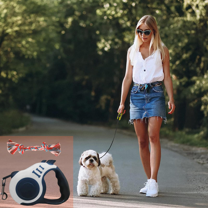 GNAUMORE Telescopic dog leash, retractable dog pull rope, dog retractable leash, large dogs, 3 m, dog leash, retractable dog leash for small dogs, retractable dog leash with non-slip handle, white 1 piece - PawsPlanet Australia