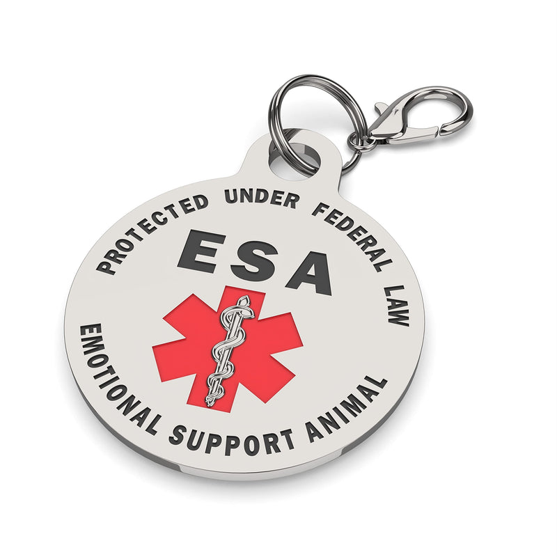 K9King Double Sided Emotional Support Animal ESA Red Medical Alert Symbol and Protected by Federal Law ID Tag Small Breeds - 0.999" Diameter - PawsPlanet Australia