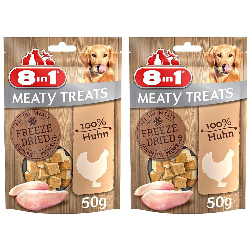 8in1 Meaty Treats, freeze-dried dog treats made from chicken, 100% meat, grain-free and no sugar, 50g (pack of 2) 50g (pack of 2) - PawsPlanet Australia