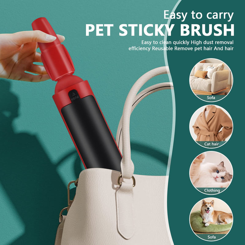 Onezebra Pet Hair Remover Reusable Lint Rollers Dust Remover Cat & Dog Hair Remover Roller Environmentally Friendly Pet Fur Remover Brushes for Clothes, Carpet & Rugs (Red + White) - PawsPlanet Australia