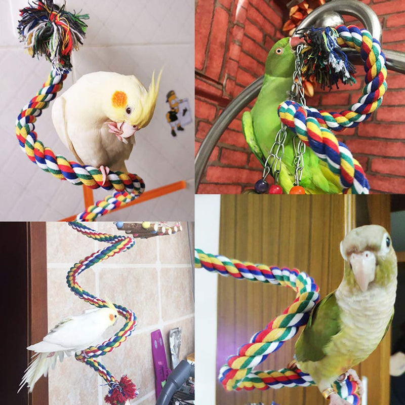 Jonihion Spiral Cotton Bird Rope Colorful Parrot Climbing Cellulose Rope Bendable Stand Rack Parrot Budgie Toy Rope with Bells for Parrot Pet Bird(Length:50cm) 50cm - PawsPlanet Australia
