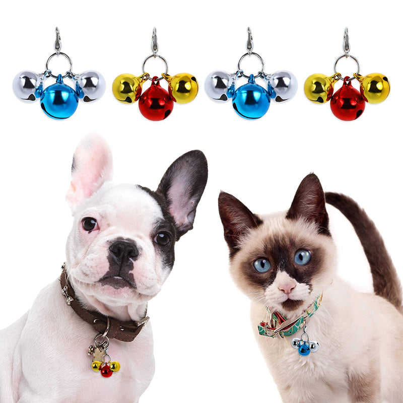 Molain 12 Bells Cat Dog Collar Bells, 4 Sets Jingle Bell for Cat Collar Dog Collar Charms Colourful Small Bells with Clasps Pet Collar Accessories Festival Party DIY Decoration (12 Bells) - PawsPlanet Australia