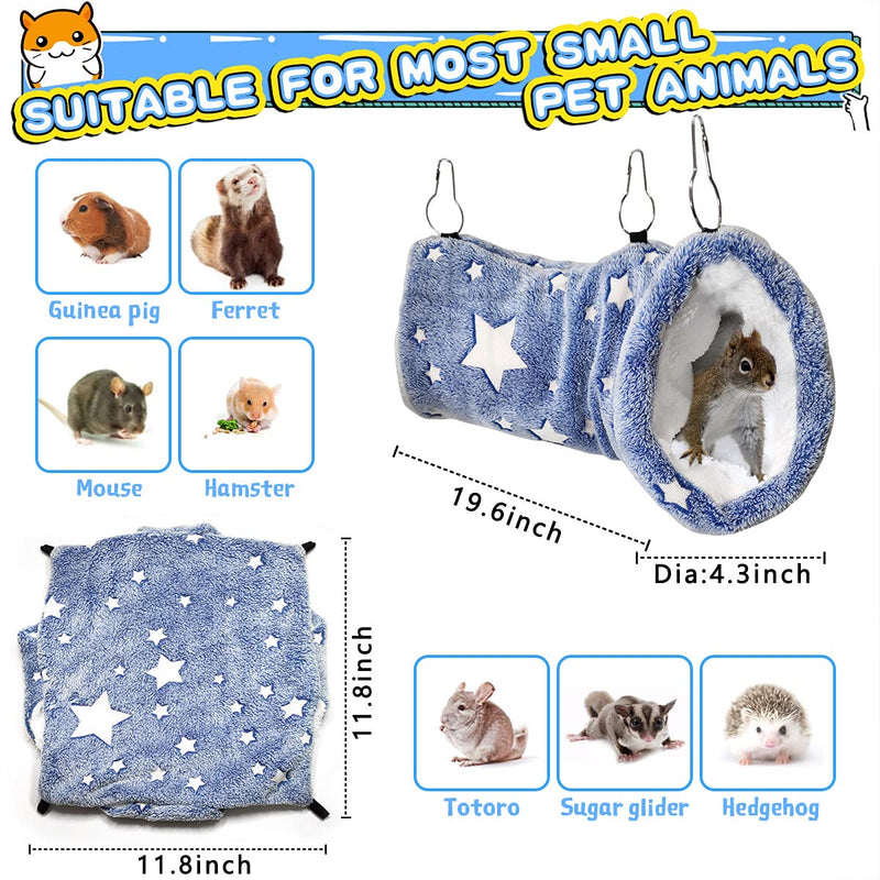 Noctilucent Luminous Guinea Pig Rat Hammock Bunkbed Hanging Tunnel and Soft Bed Mat for Ferret Hedgehog Squirrel Hideout Cage Accessories 2. Tunnel Hammock and Bunkbed Hammock - PawsPlanet Australia