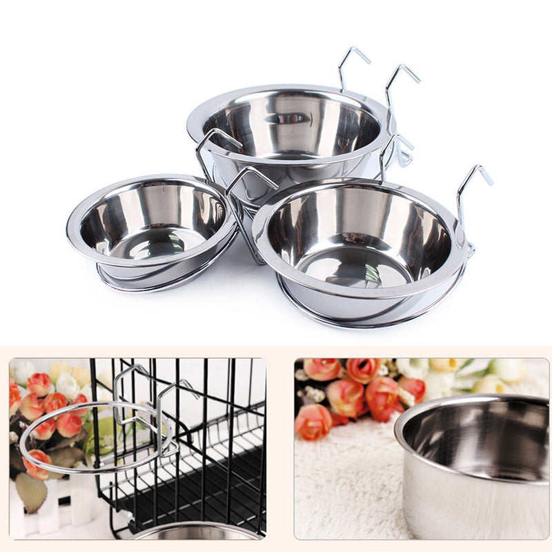 Hypeety Pet Stainless Food Water Cup with Bolt Hooks For Pet Bird Crates Cages Coop Dog Cat Parrot Bird Rabbit Pet (Small,11 * 7cm) Small,11*7cm - PawsPlanet Australia