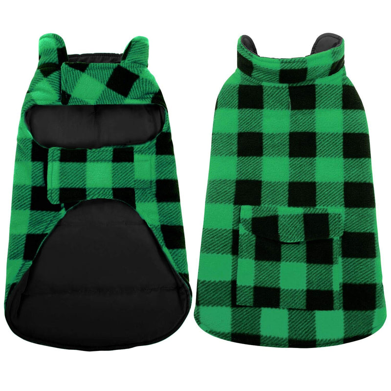 Dog Winter Coat, ASENKU Dog Jacket Plaid Reversible Dog Vest Waterproof Cold Weather Dog Clothes Pet Apparel for Small Medium Large Dogs (XS, Green) X-Small - PawsPlanet Australia