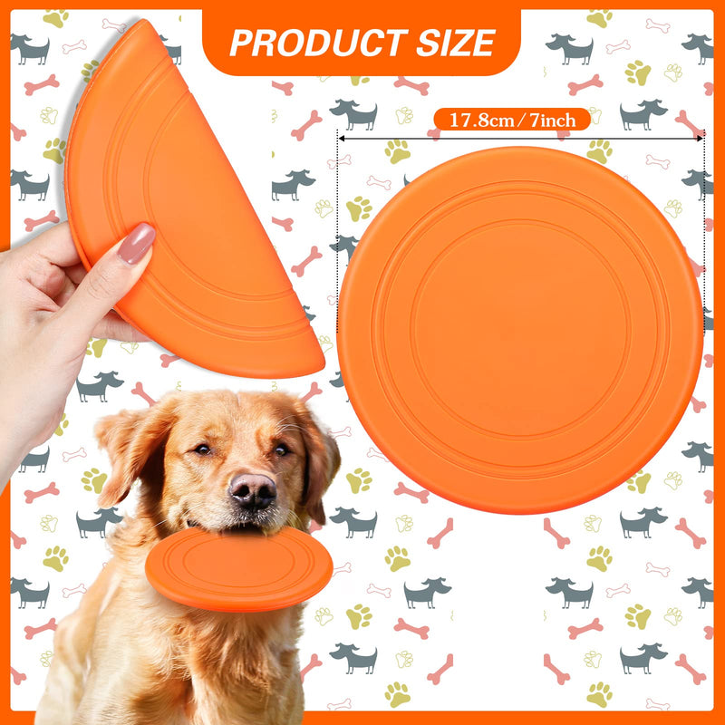 7 Inch Dog Flying Disc Toy, Rubber Dog Flying Saucer Orange Puppy Training Toys Gifts for Dogs - PawsPlanet Australia