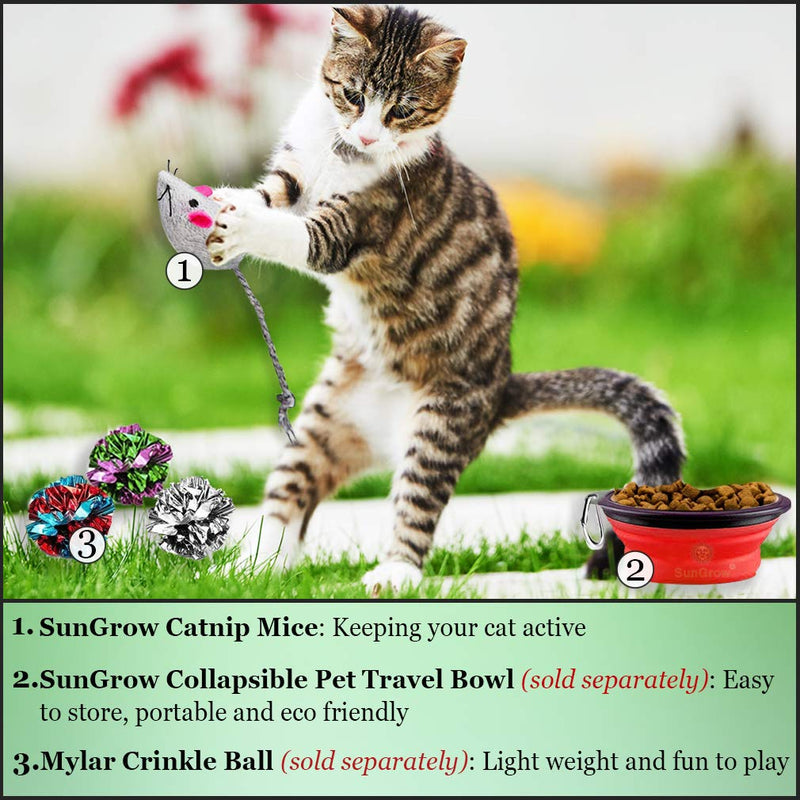 [Australia] - SunGrow Mice Catnip, 3 Inches Long, Catnip Filled Cat Toy, Boosts Hunting and Pouncing Instinct, Interactive, Durable, Edible, Promotes Agility and Coordination, 5 Pieces 