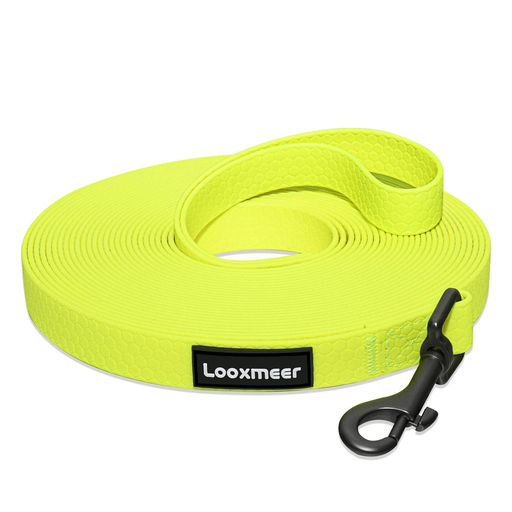 Looxmeer drag leash for dogs, dog leash 3m 5m 7m 10m 15m 20m 25m 30m with hand strap and D-carabiner, tear-resistant training leash, neon yellow - PawsPlanet Australia