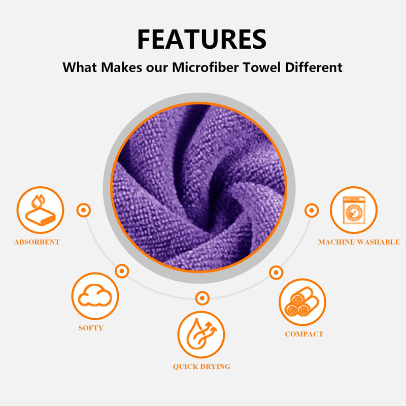 Morezi Dog Bathrobe Towel, Dry Fast Dog Bag, Microfibre Fast Drying Super Absorbent Pet Dog Cat Bath Robe Towel - Purple - XSmall X-Small (49x34cm) - PawsPlanet Australia