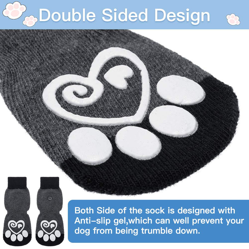 KOOLTAIL Double Side Anti-Slip Dog Socks - 2 Pairs Dog Paw Protector Traction Control Socks on Hardwood Floor Dog Boots Adjustable Dog Socks for Pet Indoor & Outdoor Walking Large - PawsPlanet Australia