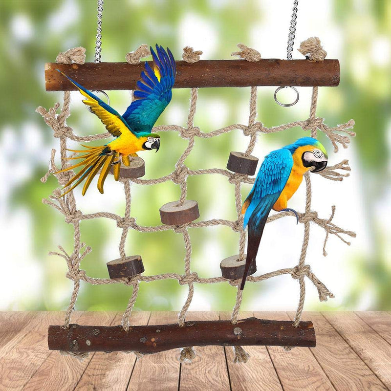 Hffheer Bird Climbing Net Hemp Rope Bird Climbing Ladder Hanging Cage Chew Toy Play Gym Hanging Swing Net for Parrots, Budgies, Parakeets, Cockatiels, Conures, Macaws, Lovebirds, Finches - PawsPlanet Australia