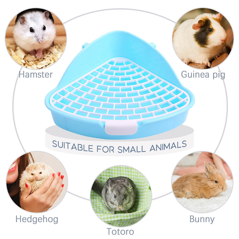 Kuoser Pet Toilet for Small Animals with Hook, Triangle Anti-Spray Little Tray Corner Potty Training for Hamster Chinchilla Guinea Pig Bunny Ferret, Cage Litter Box Blue - PawsPlanet Australia