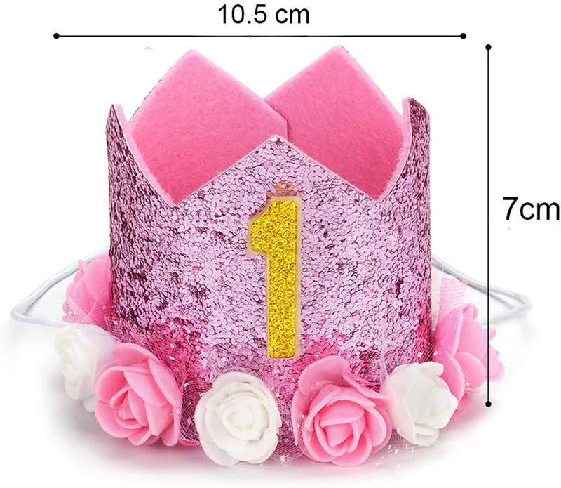 BIPY Dog Pink Flower Crown Birthday Hat Bandana Bowite Banner Collar Flower Set for Girls Small Medium Pets Princess Headdress Costumes Grooming Supplies for Party Celebration Decoration - PawsPlanet Australia