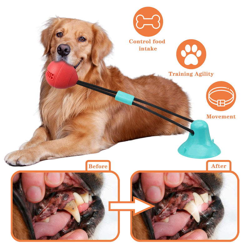 [Australia] - Dog Chew Toys for Aggressive Chewers, Suction Cup Dog Chewing Toy, Dog Rope Ball Toys with Suction Cup for Small Large Dogs, Puppy Dog Teeth Cleaning Interactive Pet Tug Toy for Boredom red 