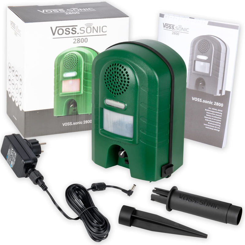 Ultrasonic distributor with motion detector & FLASH - marten deterrent, cat deterrent, animal deterrent, raccoon incl. power supply and ground rod - PawsPlanet Australia