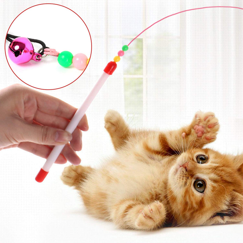 Generies 6 Pieces Cat Feather Toy Cat Teaser Wand Cat Toy Wand With Bell for Indoor Cats Kitten Mouse Fish Bird Shape - PawsPlanet Australia